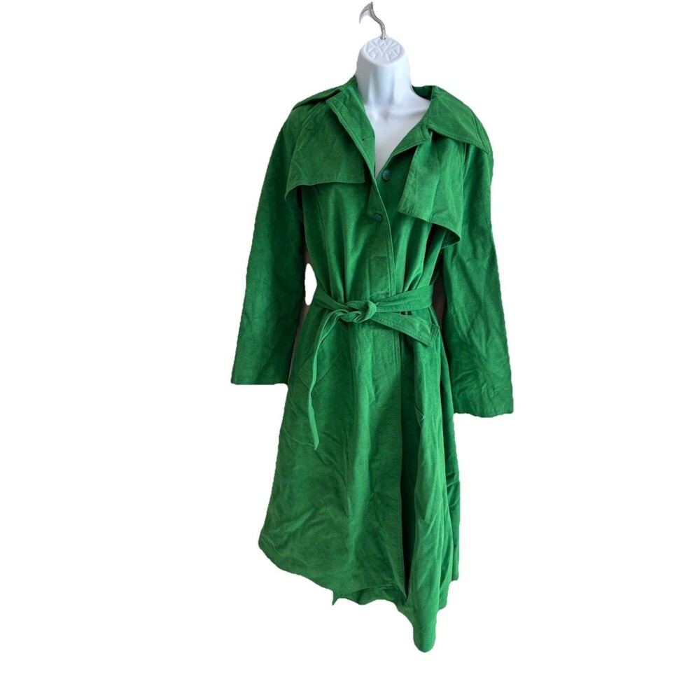 Vintage Chester Weinberg for‎ Samuel Robert Green Suede Trench Coat Skirt Set